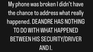 The model clarified that the incident had nothing to do with the NBA player (Image via Instagram/@caribbeancurlss)